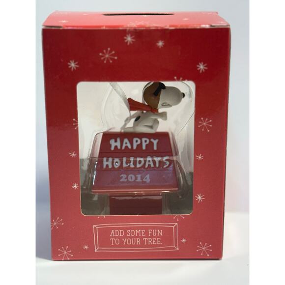 Hallmark Snoopy Red Baron Happy Holiday 2014 Ornament PEANUTS - Picture 1 of 7